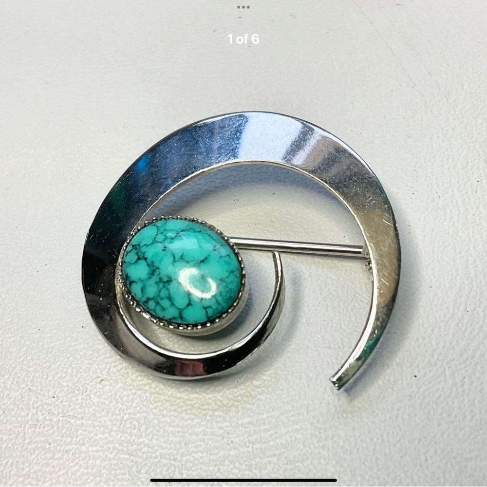 Vintage Sterling Silver Turquoise Brooch 1960’s